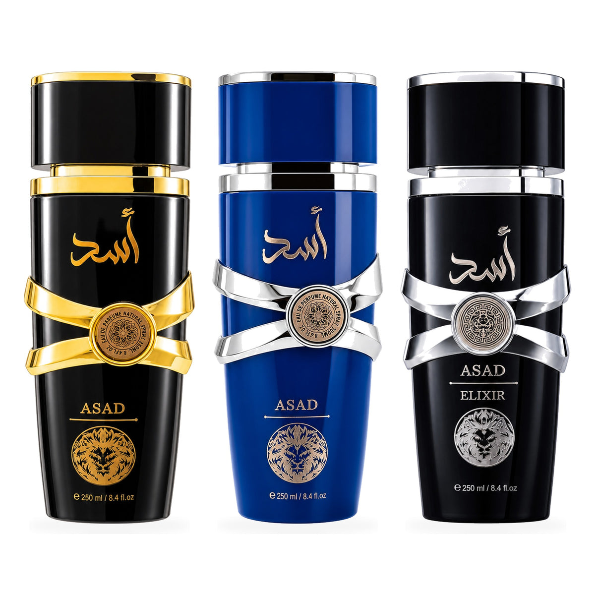 Set 3 Spray-uri de Corp Bărbați – Asad, Asad Bleu & Asad Elixir (250 ml x 3)