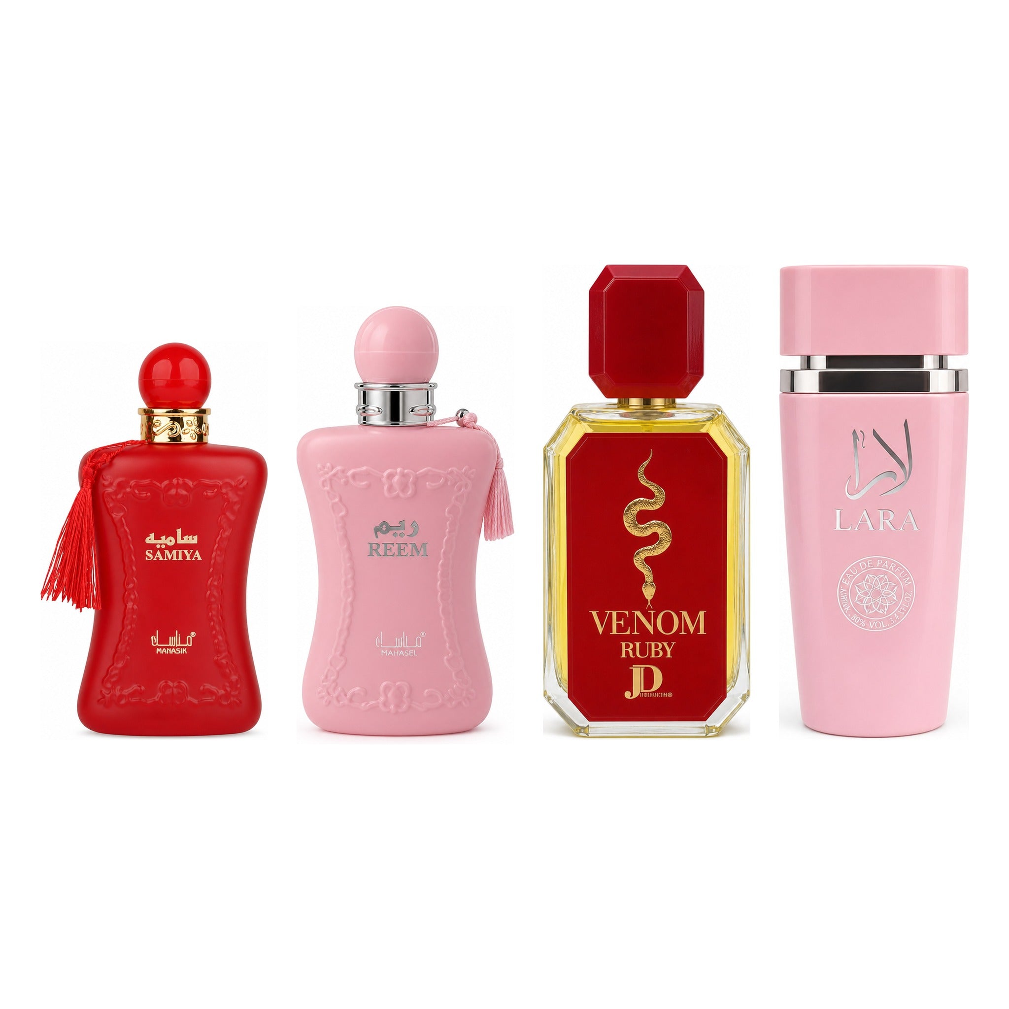Set 4 Parfumuri Arăbești Damă – Samyia, Reem, Venom & Lara Pink (100 ml x 4)