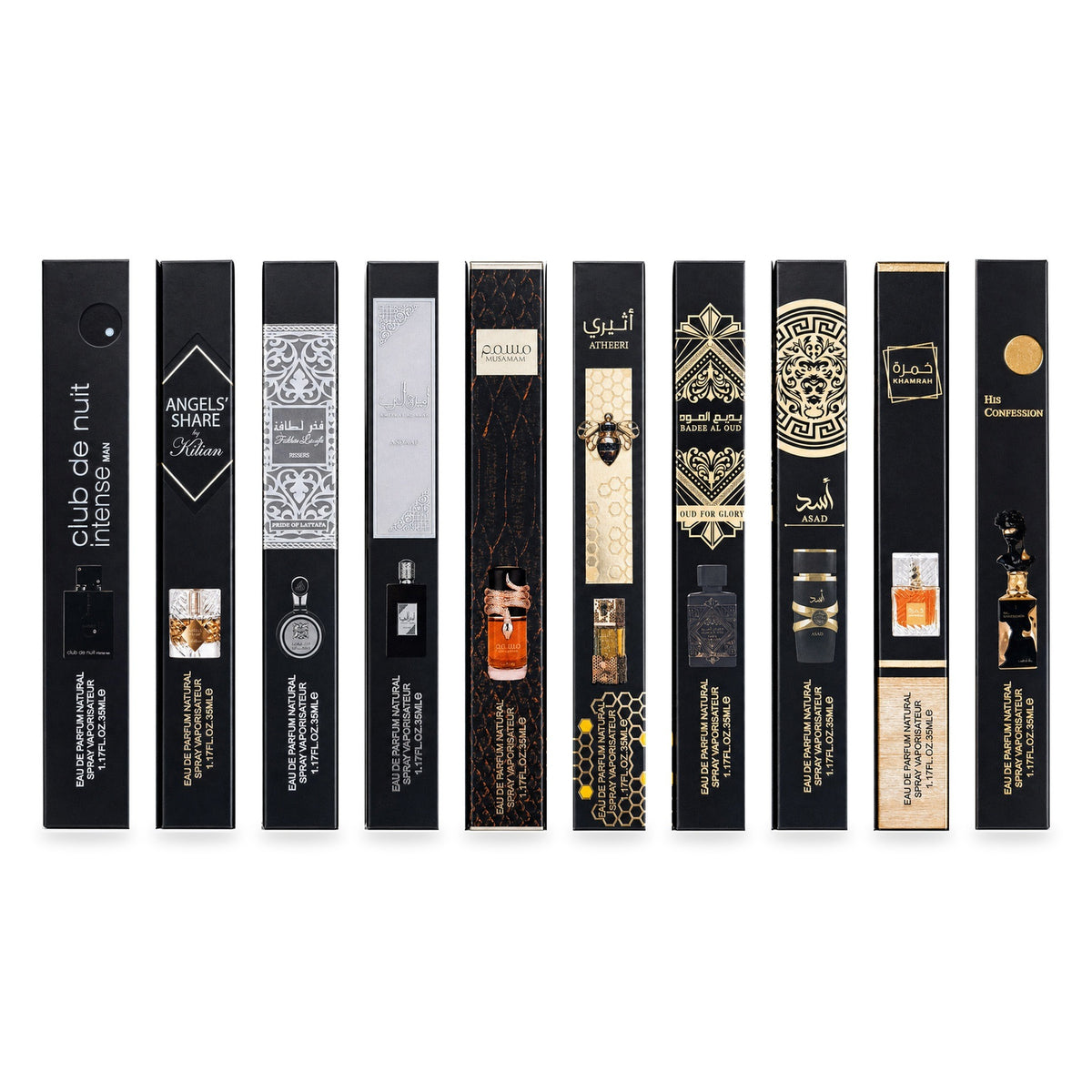Set 10 Parfumuri Arăbești Bărbați – Khamrah, Asad, Club de Nuit Intense & Oud for Glory (35 ml x 10)