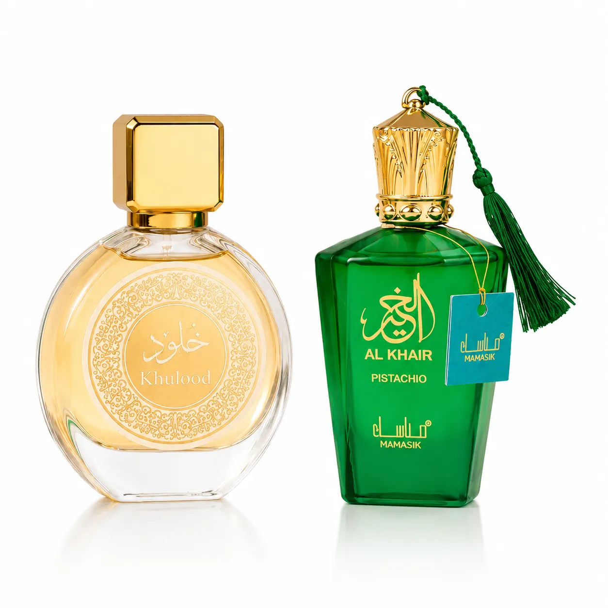Set 2 Parfumuri Orientale de Damă – Khulood & Al Khair Pistachio (100 ml x 2) + 1 Parfum Surpriză 🎁