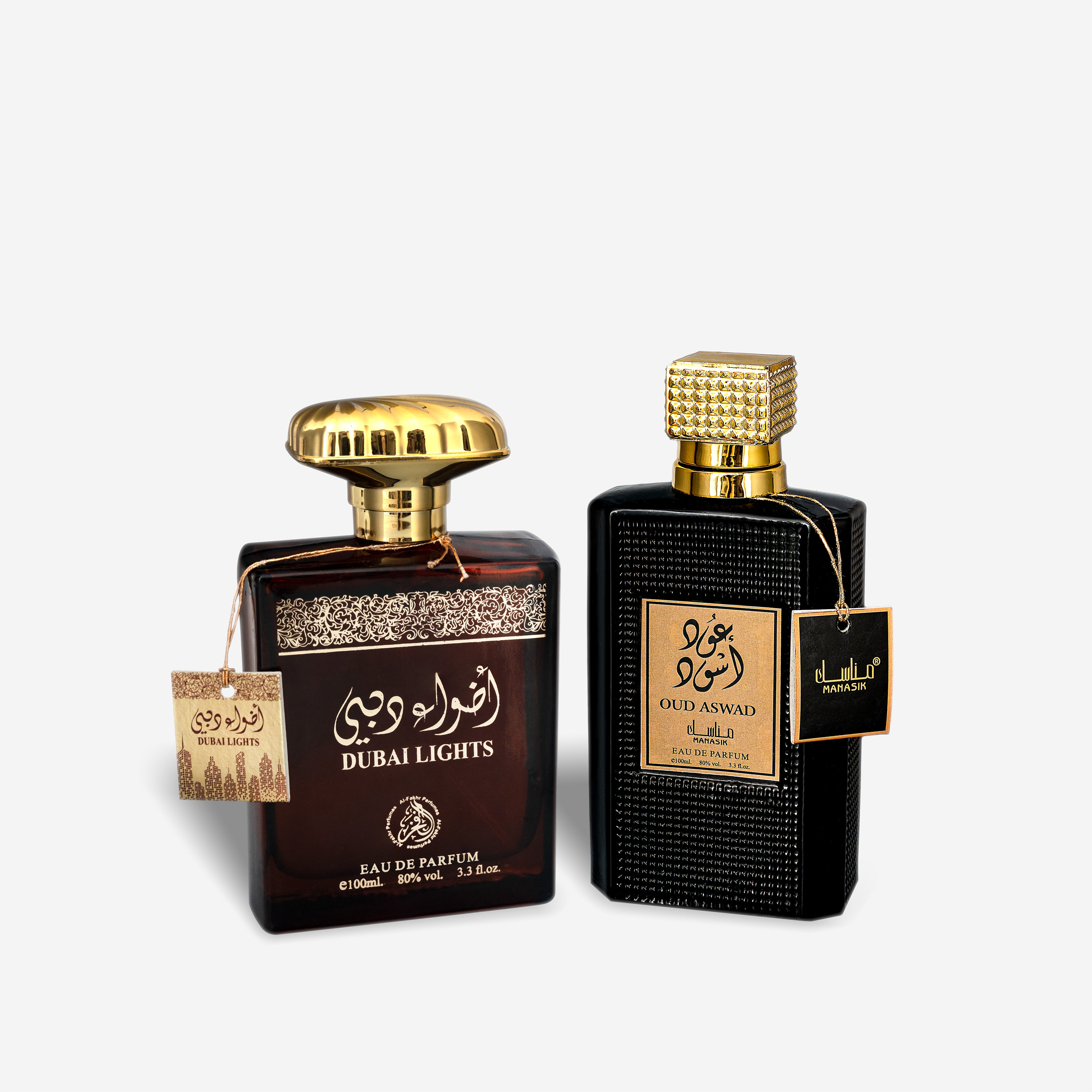 Set 2 Parfumuri Orientale Bărbați – Dubai Lights & Oud Aswad (100 ml x 2)